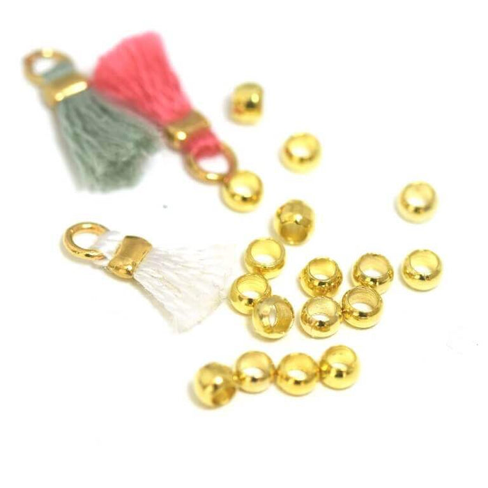 Perles à Ecraser Acier Inoxydable OR 2.2mm trou :1.7mm (10)