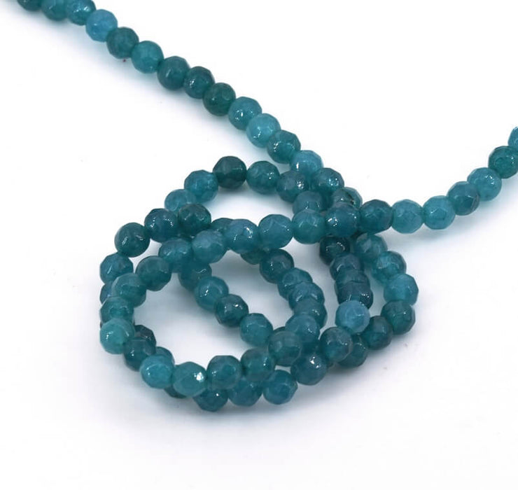 Jade Naturel Teinté VERT CANARD Perles à facettes - 4mm (1 rang)