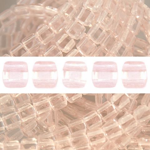 Perles 2 trous CzechMates tile rosaline 6mm (50)